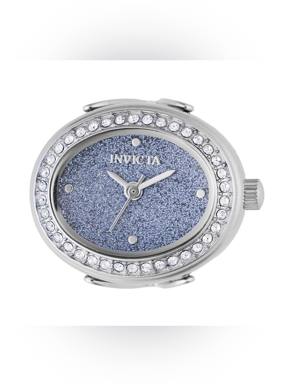 Invicta Silver Case Ring Watch with Blue Glitter Dial